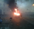 Rome, police van on fire