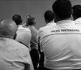 Policemans retirement party taking place in the prison, San Vittore Prison, Milan, Italy, 2012
