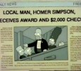 LOCAL MAN, HOMER SIMPSON, RECEIVES AWARD AND $2000 CHECK